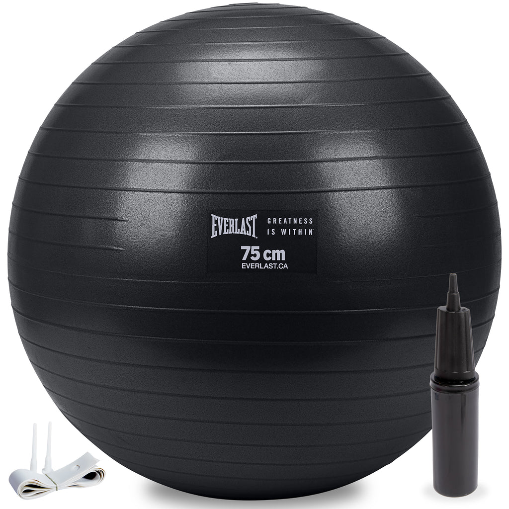 75cm Anti-Burst Stability Ball W/3LB Sand Weight - Everlast Canada 75cm Anti-Burst Stability Ball W/3LB Sand Weight