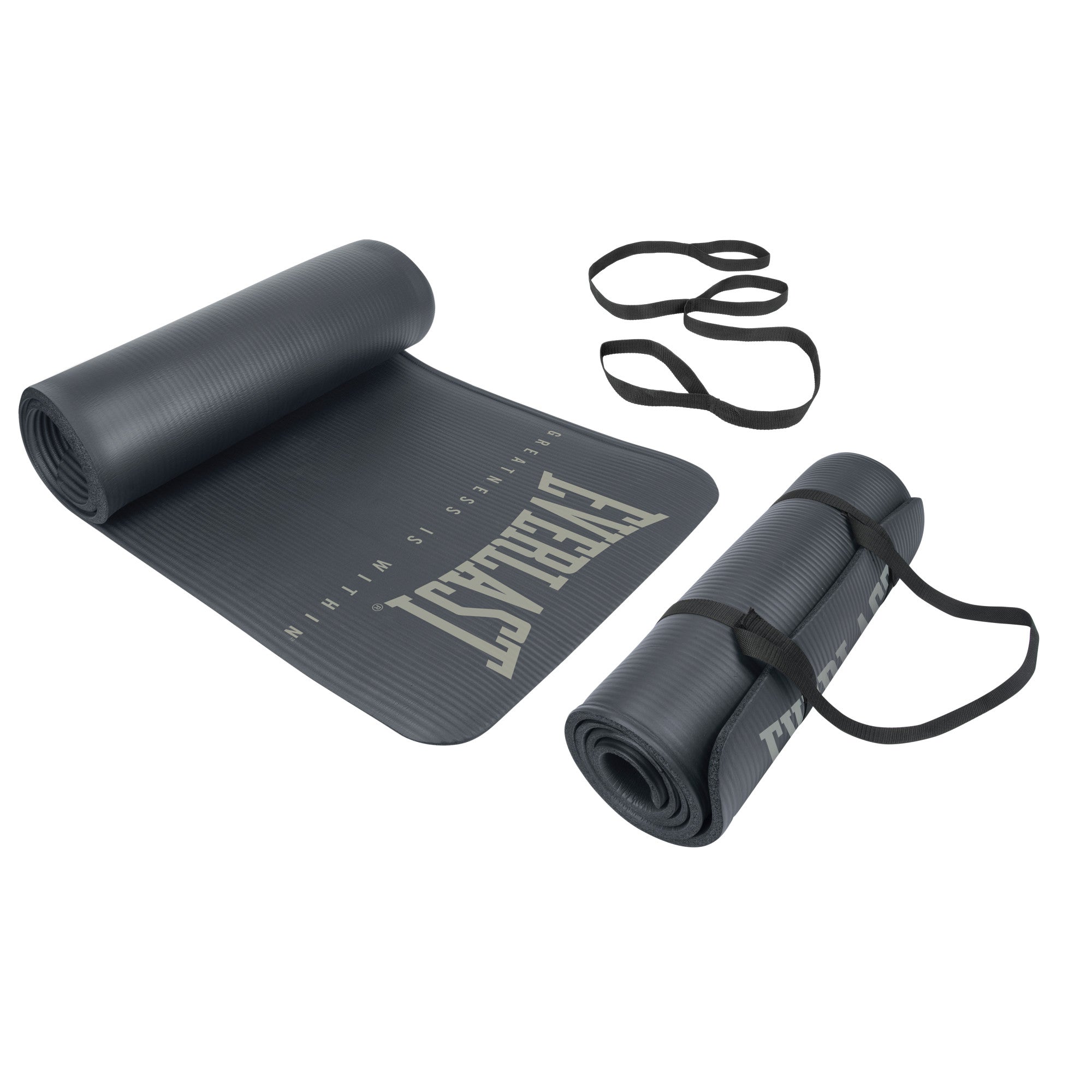 Everlast 15Mm Nbr Exercise Mat With Carry And Stretching Strap Charcoal