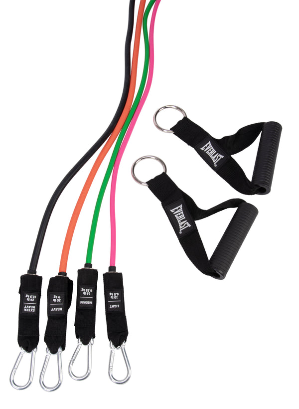 Everlast Power Cable Elite Resistance Set- Light, Medium, Heavy And Extra Heavy Resistance With Door Anchor And Carry Bag Pink/Green/Orange/Black