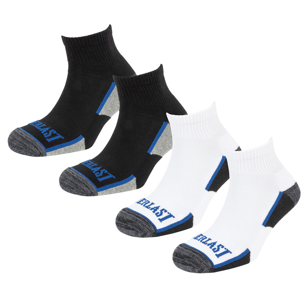 Men's Anklet Socks - 4 Pack - Everlast Canada Men's Anklet Socks - 4 Pack Blk/Wht/Hea/Blu / ONE SIZE
