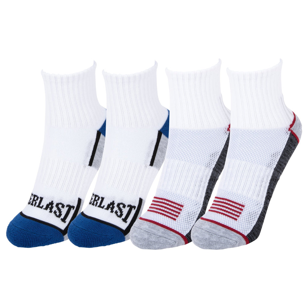 Boys Ankle Socks - 4 Pack - Everlast Canada Boys Ankle Socks - 4 Pack BLACK, GREY, HEATHER GREY, WHITE, RED & BLUE / ONE SIZE