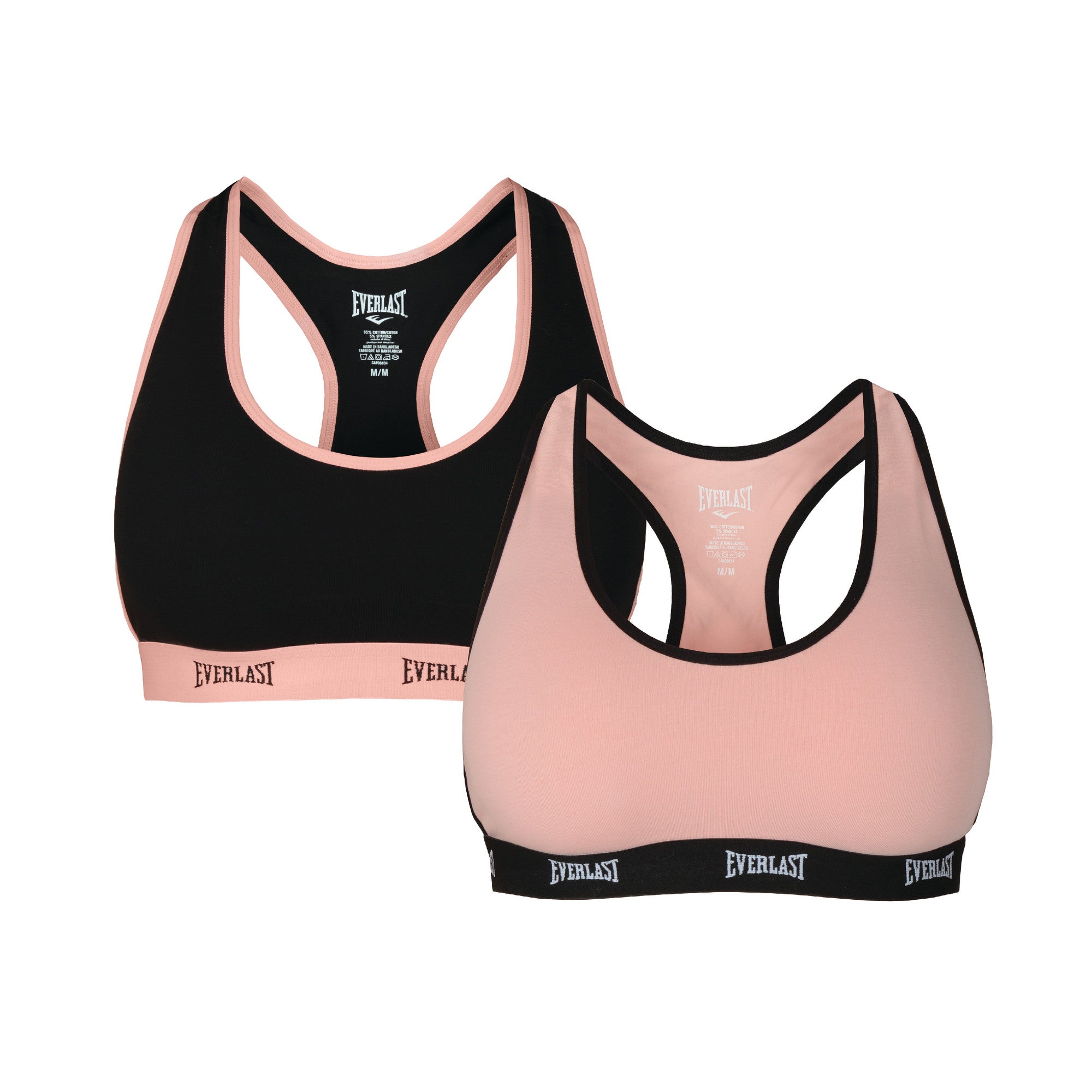 2 Pack Sports Bra - Everlast Canada 2 Pack Sports Bra Black/Blush / LARGE
