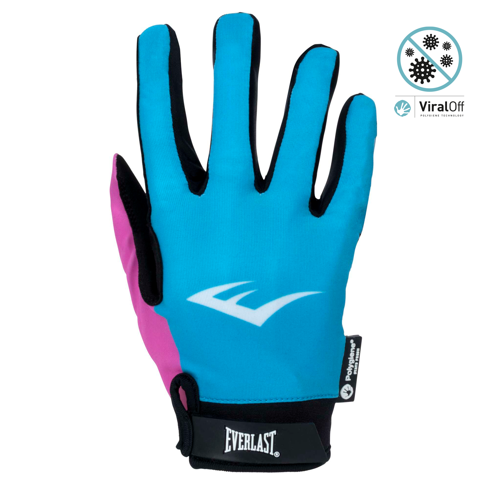Everlast Full Finger Workout Gloves With Polygiene ViralOff Blue And