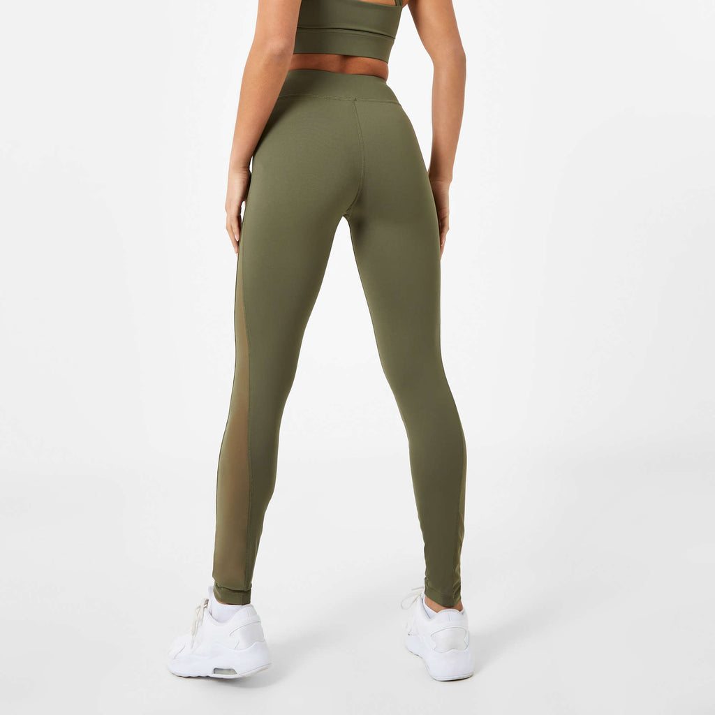 Athletique Low-Waisted Ribbed Leggings with Hidden Pocket and Mesh Panels
