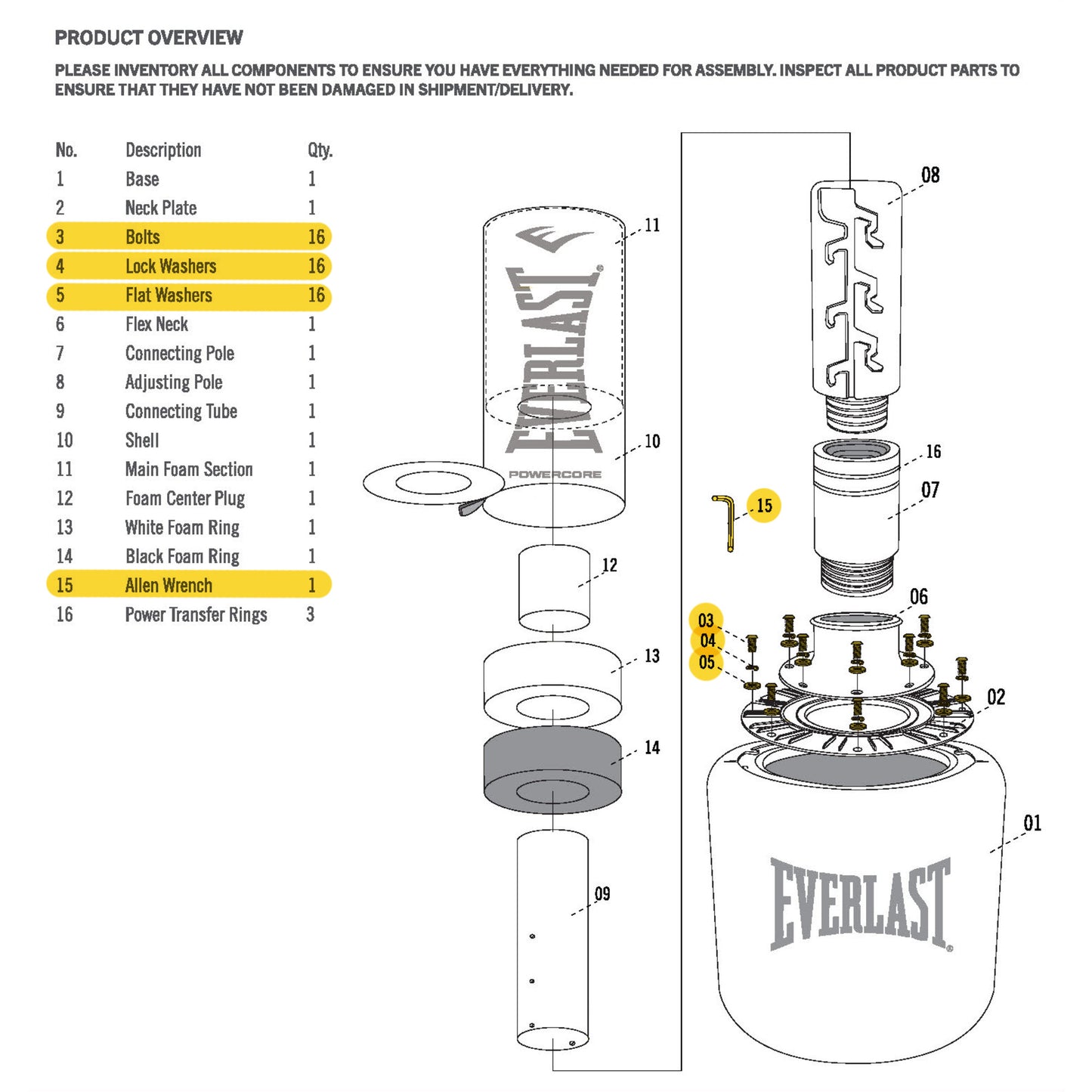 Powercore Freestanding Heavy Bag - Hardware Kit - Replacement Part - Everlast Canada Powercore Freestanding Heavy Bag - Hardware Kit - Replacement Part Black