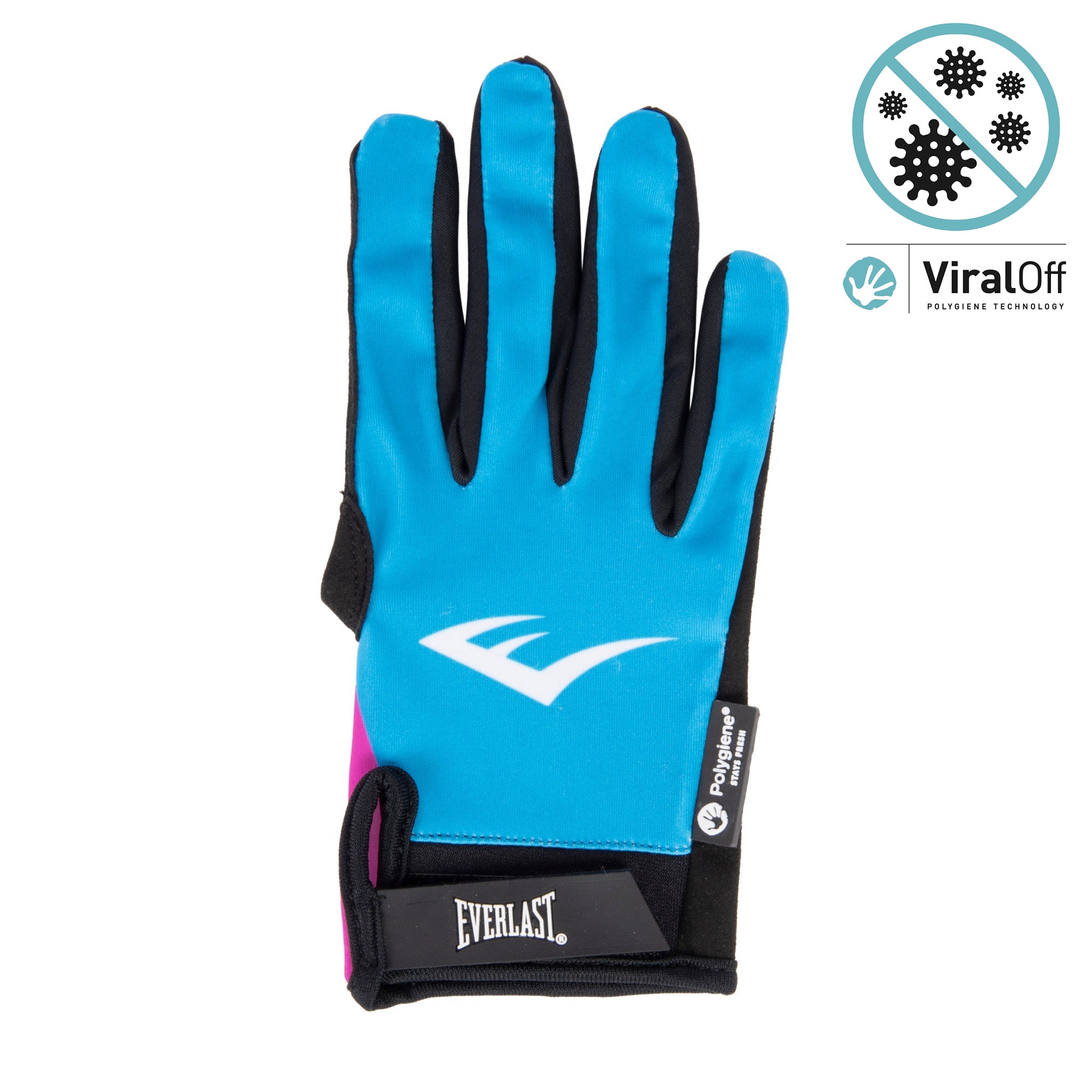 Full Finger Workout Gloves With Polygiene ViralOff (Blue & Pink) - Everlast Canada Full Finger Workout Gloves With Polygiene ViralOff (Blue & Pink)