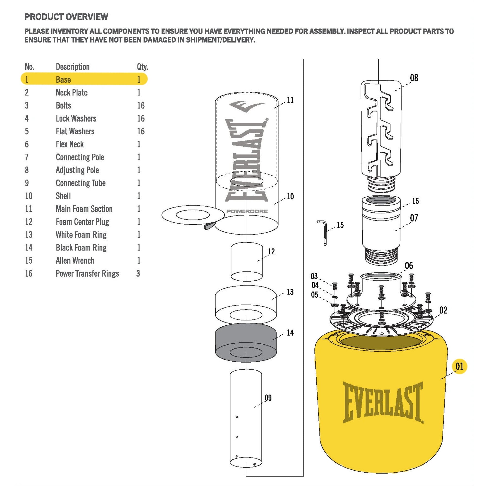 Everlast Powercore Freestanding Heavy Bag - Base
