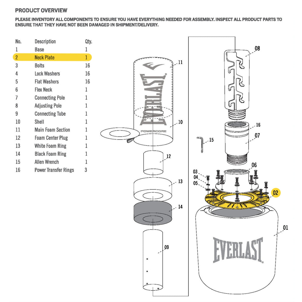 Everlast Powercore Freestanding Heavy Bag Neck Plate Replacement