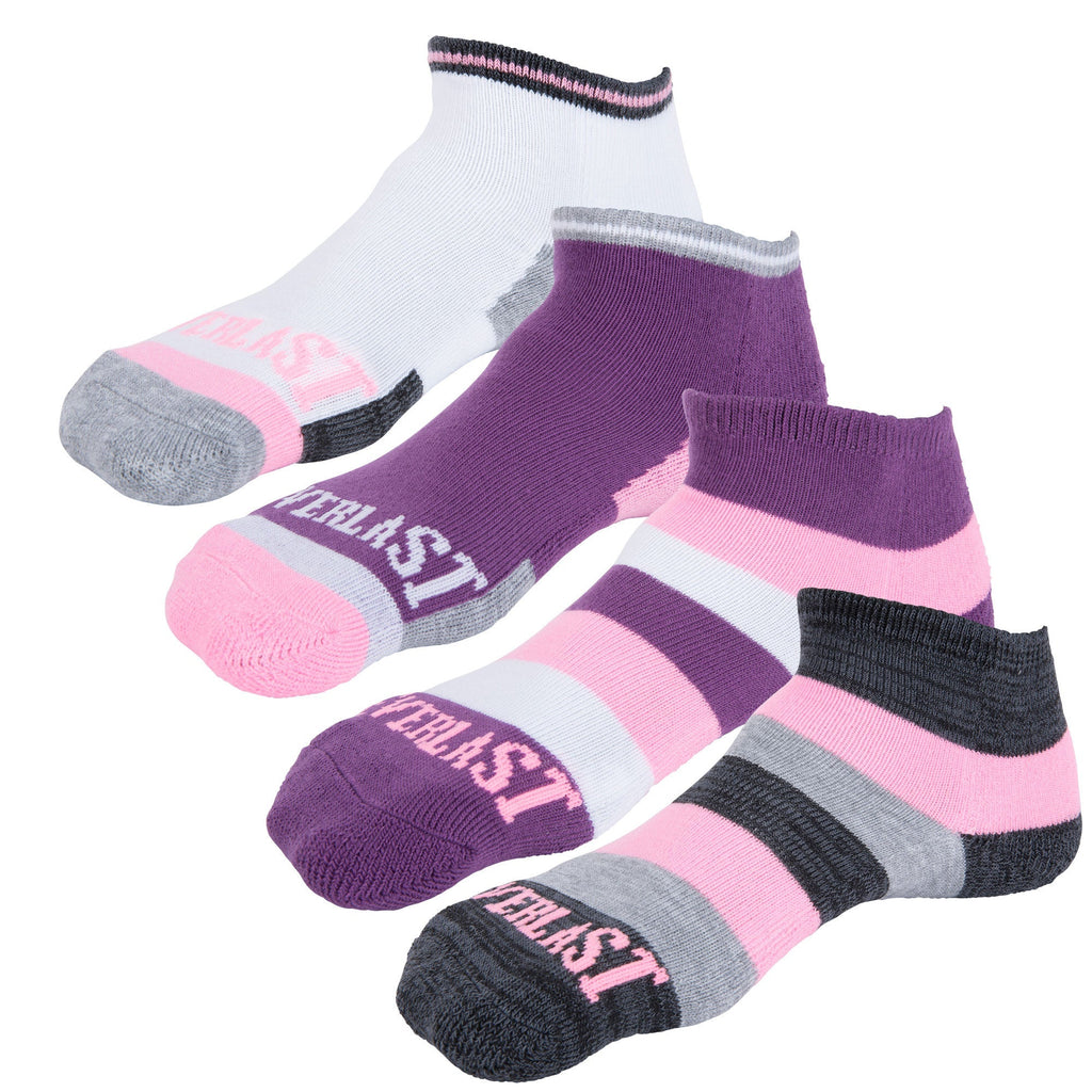 Girls Ankle Socks - 4 Pack - Everlast Canada Girls Ankle Socks - 4 Pack PURPLE, PINK, WHITE, BLACK, GREY & HEATHER GREY / ONE SIZE