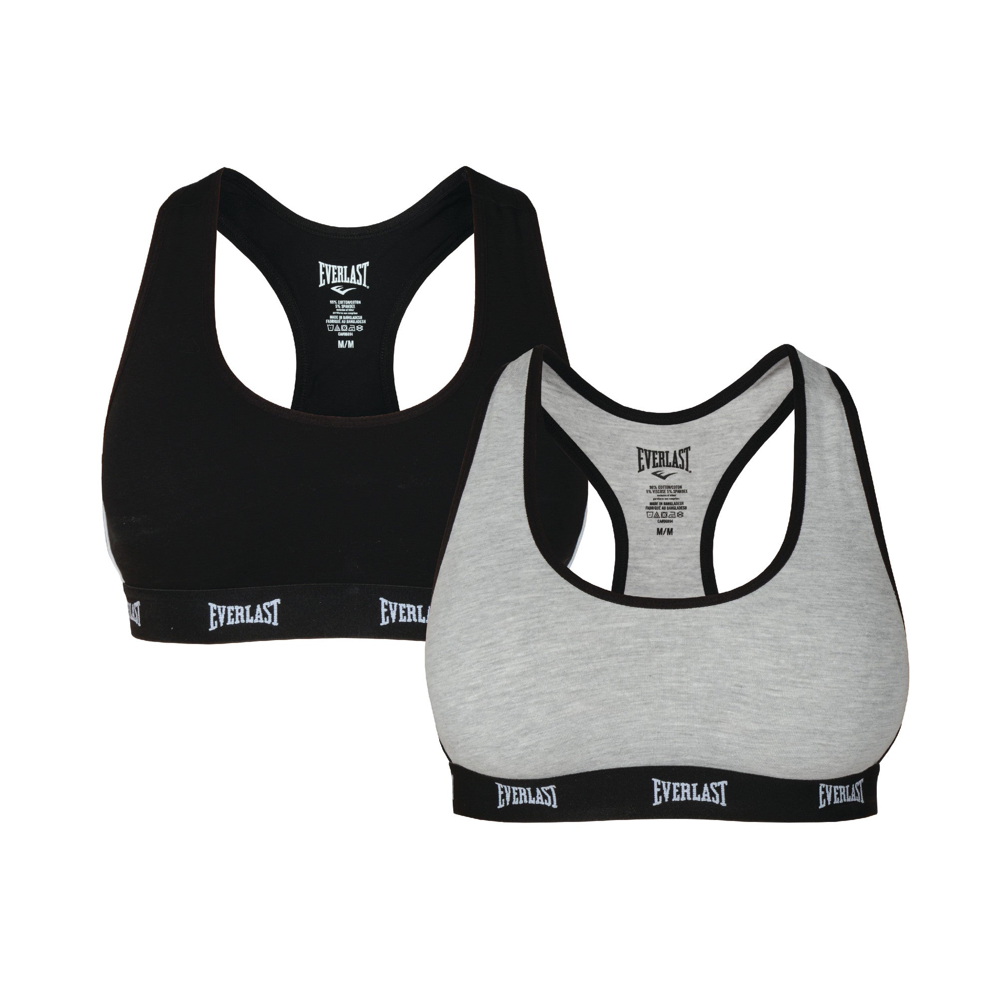 2 Pack Sports Bra - Everlast Canada 2 Pack Sports Bra Black/Grey / LARGE